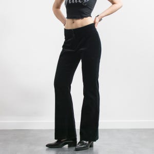 Vintage Y2K Velvet Flare Pants Black Mid Rise L