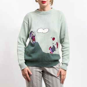 Funny sweater 90's Vintage jumper cotton women size M image 2