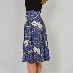 80's skirt pleated Retro printed blue Vintage High waisted W27 S Small image 5