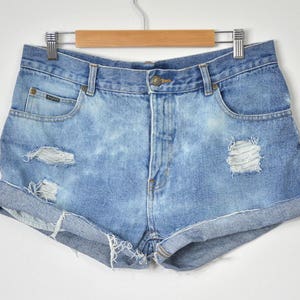 Distressed shorts vintage acid wash cutoffs classic blue cut off jeans High waisted rocker festival women XL image 7