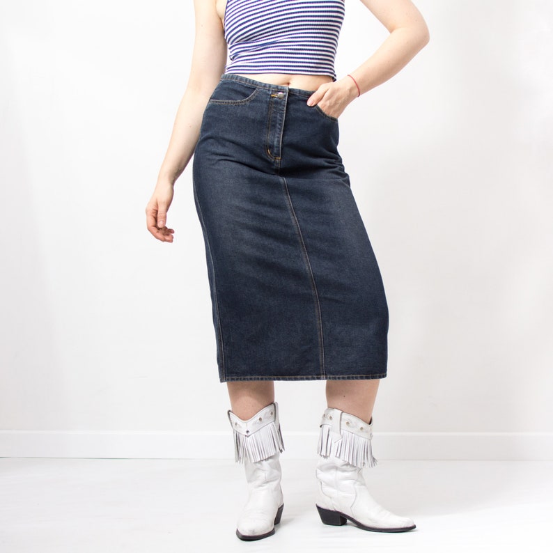 Vintage Y2K midi denim skirt women size M/L image 3