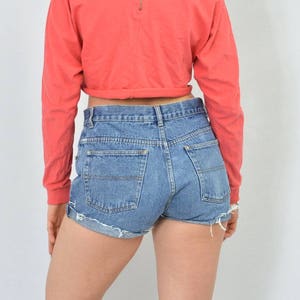 Distressed shorts vintage acid wash cutoffs classic blue cut off jeans High waisted rocker festival women XL image 5