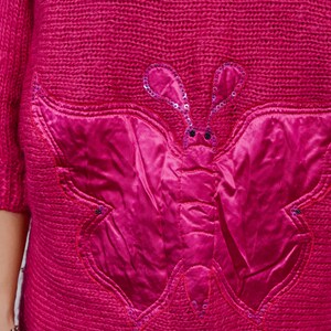 Butterfly sweater pink vintage 80's raspberry retro reglan slleve 3/4 pullover oversized one size L-XXL image 3