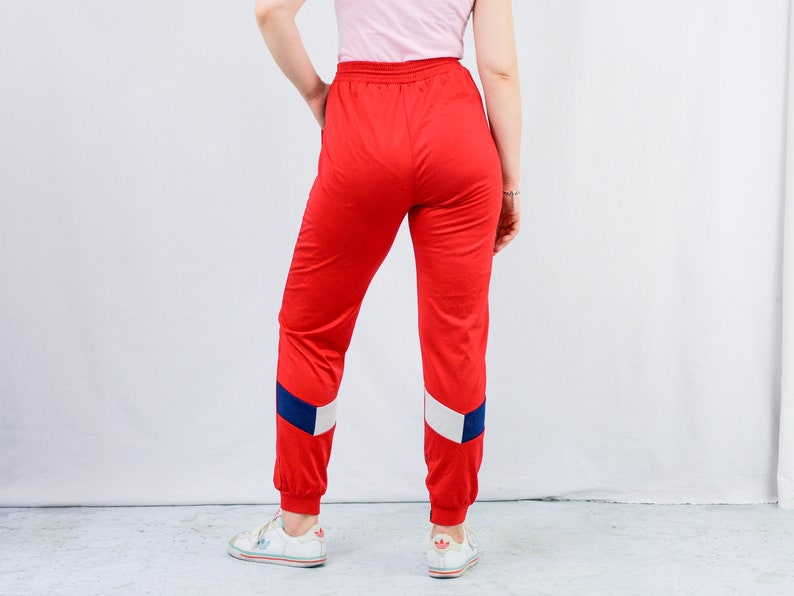 Red track pants 90s vintage sweatpants old school training gym athletic M/L image 6