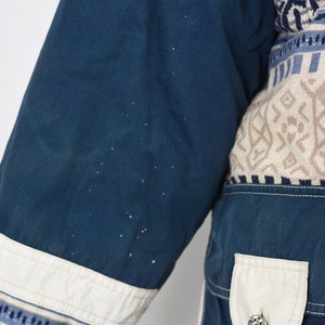 Geschwollene Jacke Vintage 90 ethnischen gemusterten blauen Kapuzen Hipster Sport retro Kugelfisch M Medium Bild 8