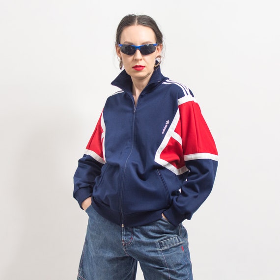 80's Adidas Track Jacket Vintage Zip up Tracksuit Top Women