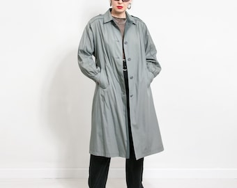 Vintage 90s Light Trench Coat Gray Women XXL