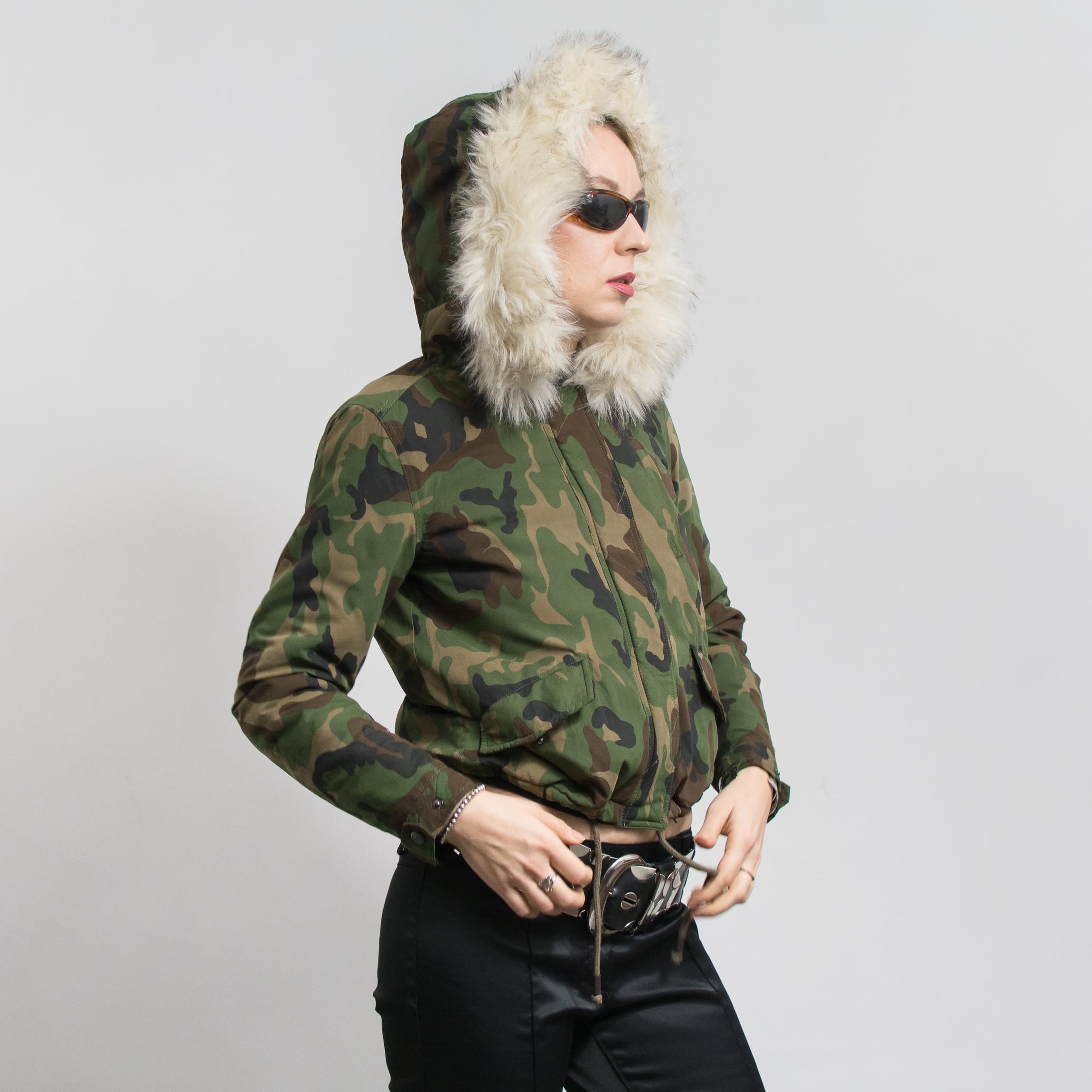 Y2K Military Puffer Jacket Cropped Camo Bomber S - Etsy