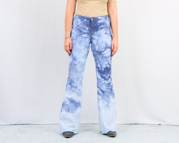 Tie Dye Jeans Reworked Denim Pants Hippie 70s Style Bell 