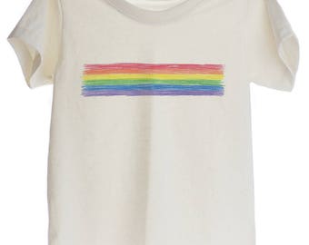 Line Rainbow Flag LGBT Organic T-shirt for Kids