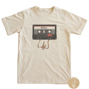 Vintage Analog Tape Cassette Rock T-shirt 100% Organic Cotton