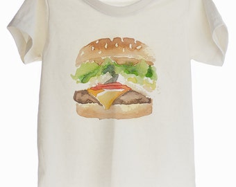 Water Color Hamburger Lover Organic T-shirt for Kids