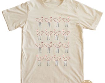 Flamingos Baby Drawing T-shirt 100% Organic Cotton