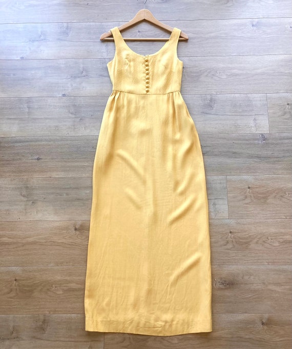 Vintage 1960s mustard yellow sleeveless full leng… - image 1