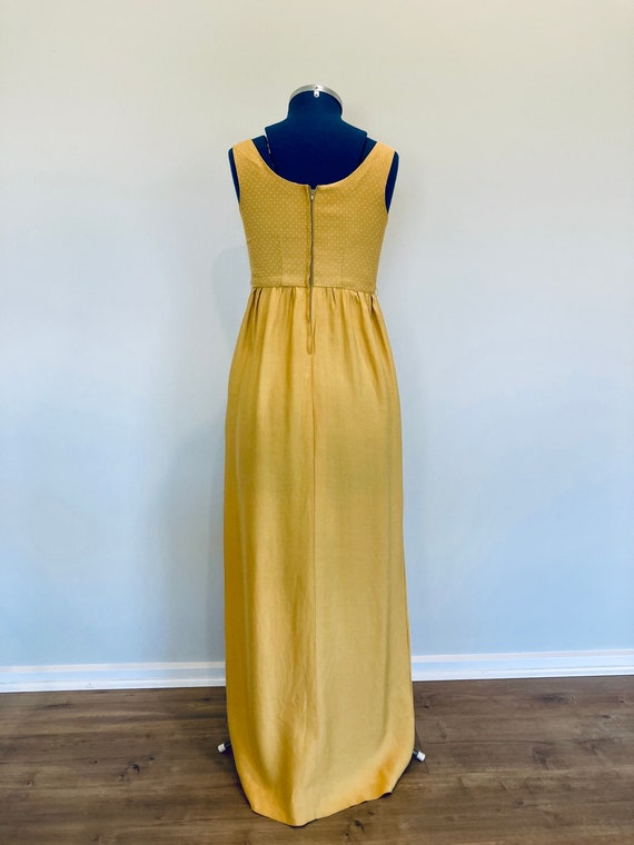 Vintage 1960s mustard yellow sleeveless full leng… - image 7