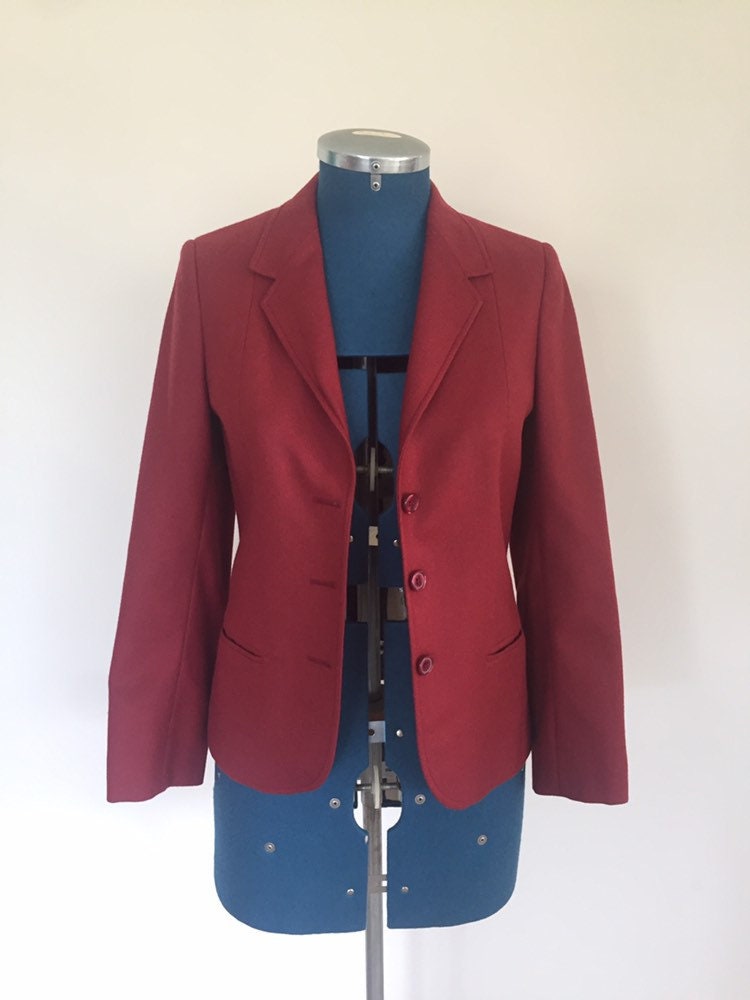Vintage Fletcher Jones Maroonred Wool Blazer Jacket Coat Size XS 68