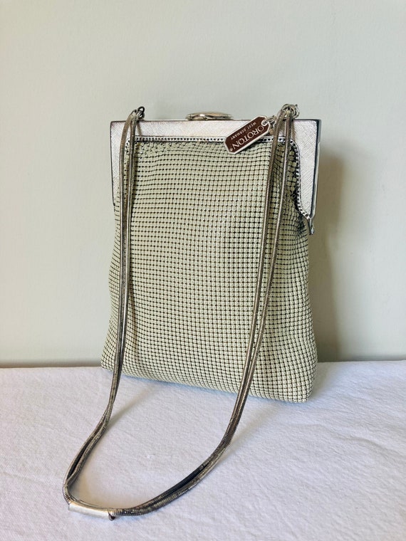 Vintage 1970 80s Authentic Oroton Bone Cream Beige Metal Rectangular Mesh Handbag With Silver Metallic Frame Clasp and Double Snake Chain Etsy