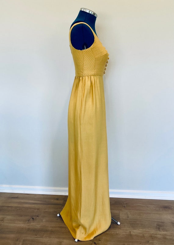 Vintage 1960s mustard yellow sleeveless full leng… - image 6