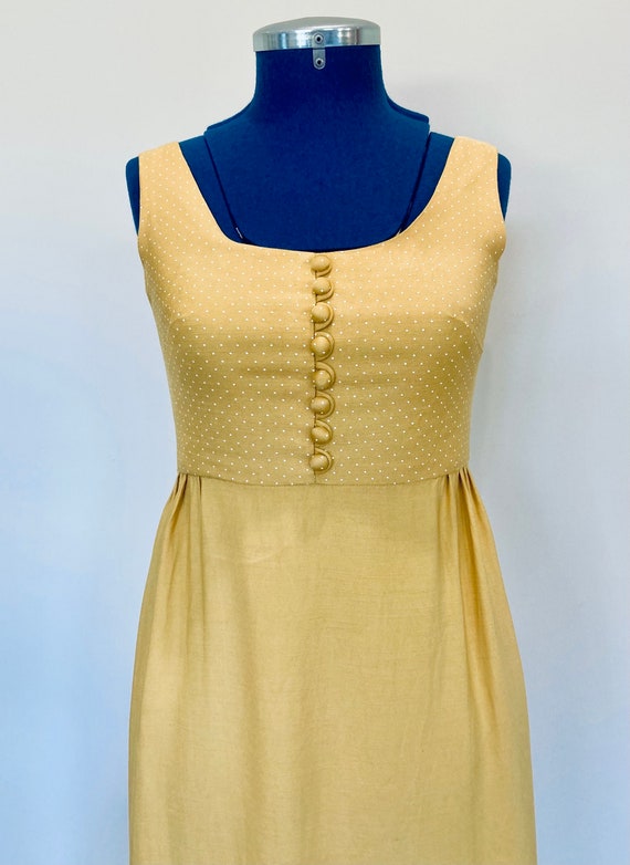 Vintage 1960s mustard yellow sleeveless full leng… - image 4