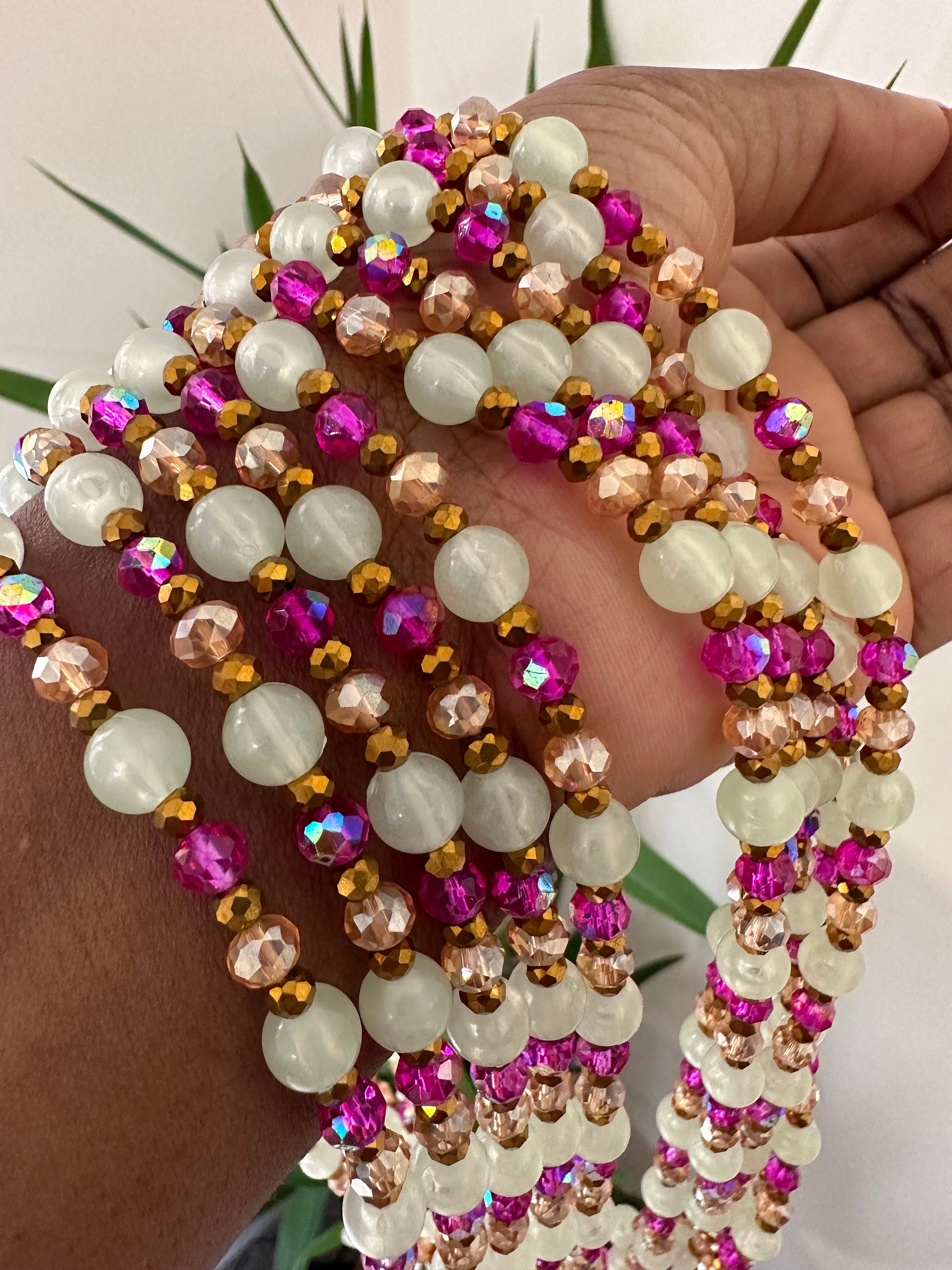 Crystal Glow in the Dark African Waist Beads Self Tie Waist Management  Beads Belly Chain Crystal Waist Beads Glow in the Dark 