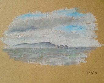 Isle Of Wight. A4. Öl-Pastell auf Recycling-Papier. Hausgemachte und fertige Rahmen.
