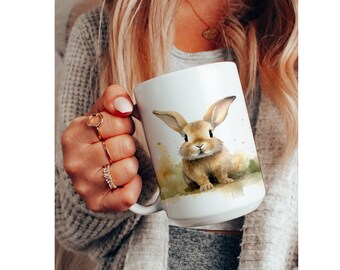 Cute Bunny Rabbit Coffee Mug 11oz - Cute Coffee Mug Ceramic