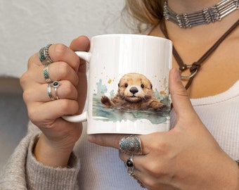 Cute Sea Otter Coffee Mug 11oz - Cute Coffee Mug Ceramic