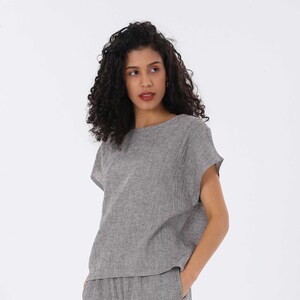 LINEN BLOUSE, LINEN Tops for Women, Women Stylish Blouse, Perfect Trendy Stylish Short Sleeve Comfy Blouse for Women’s