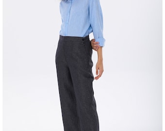 PANTALON DE YOGA, Pantalon de yoga en LIN, Pantalon en lin pour femme, Pantalon intégral de couleur moderne minimaliste parfait pour femme