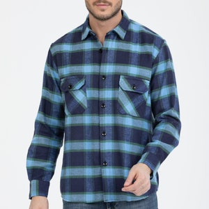 Mens Checked Lumberjack Brushed Cotton Long sleeved casual Winter Work Shirt,Autumn Winter Casual  Warm Shirts,Heavy Weight Flannel Shirt