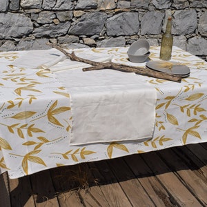 Bedruckte Leinen Tischdecke,Abendessen Party,Hochzeiten,Ostern Brunch,Natur Leinen Tischdecke,Hochzeit,Umweltfreundliche Tischdecke für Housewarminggeschenk