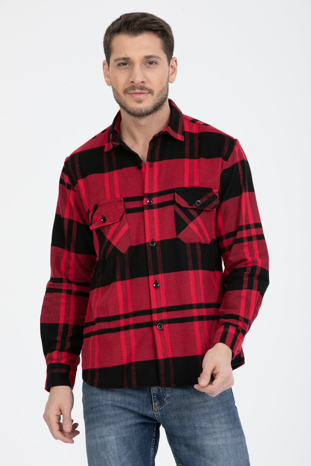 Cotton Check Shirt Flannel Shirt Casual Men's Shirt Etsy