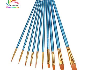COMIART 10 Piece Art Paint Brush for Watercolor, Oil, Acrylic Paint Craft Nail Face Painting Oil-paintings Brushes