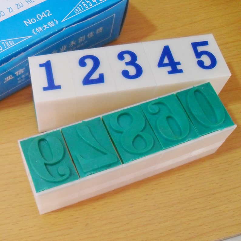Numerals Stamp Set, Rubber Alphabet Letters Numbers, Pottery Clickable