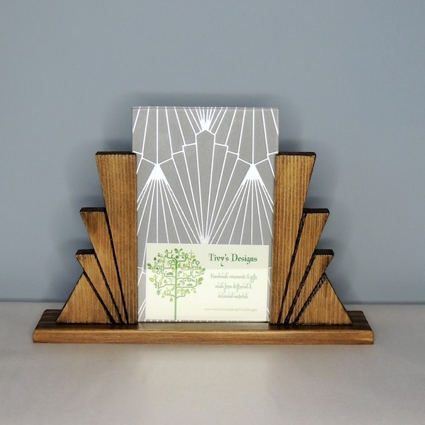 Art Deco Style Wooden Photo Frame, 4 x 6 Photo Frame, Free Standing Frame