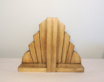 Art Deco Style Bookends, Wooden Bookends, Book Stopper, (style 3)