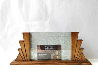 Art Deco Style Wooden Photo Frame, 4 x 6 Photo Frame, Landscape, Free Standing Frame