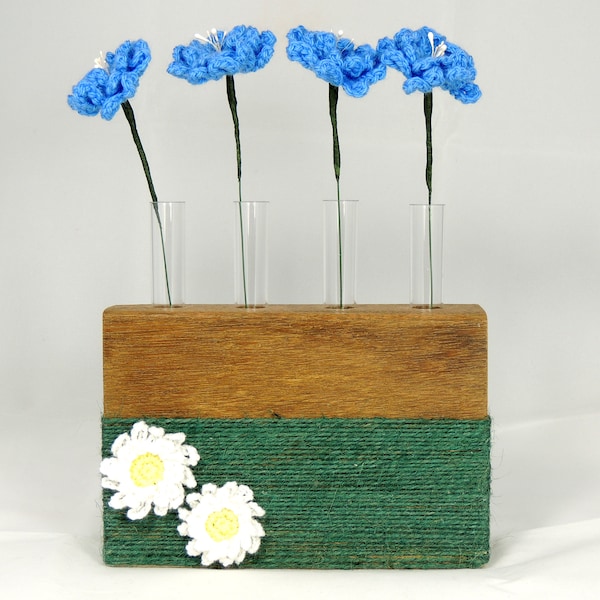 Test Tube Vase, Driftwood Vase, Daisy,  Rustic Beach Decor