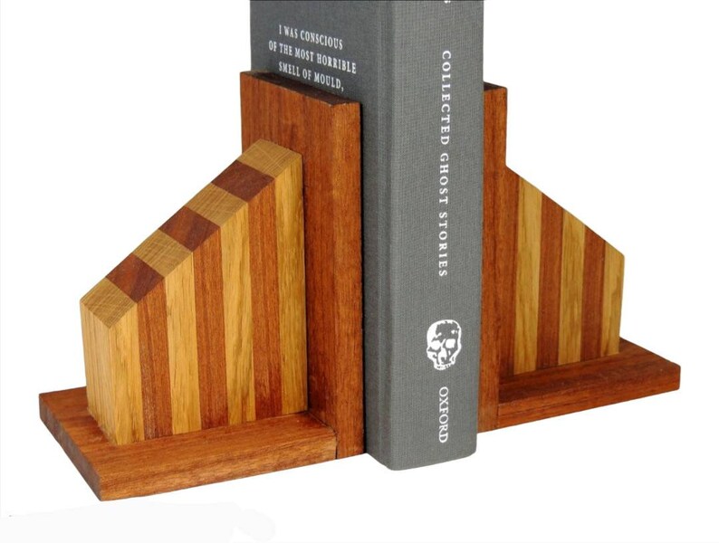 Wooden Bookends Solid Wood Bookends Oak Art Deco Etsy