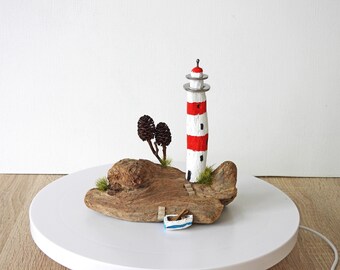 Wooden House, Driftwood Lighthouse, Driftwood Miniature, Beach Decor