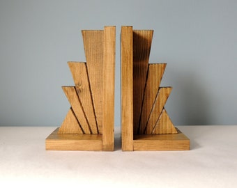 Art Deco Style Bookends, Wooden Bookends, Book Stopper (style 1)