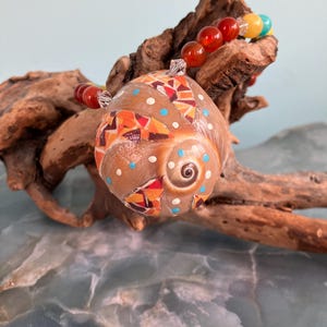 Mosaic Jewelry, Seashell Necklace, Snail Shell, Gemstone Beads