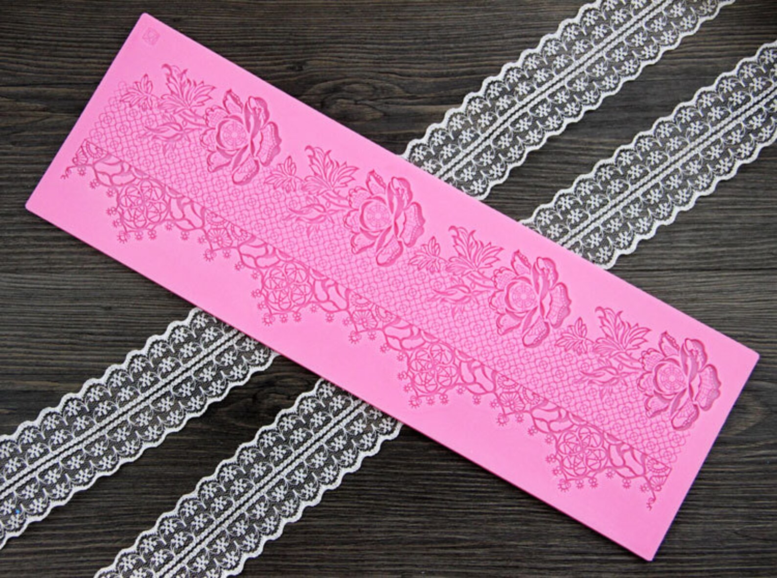 L008 Large Sugar Lace Mould Rose Flower Vine Shape Mold Etsy