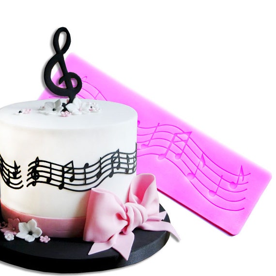 Pink Lace Pattern Embellishment Silicone Mould Cake Decor Sugar Chocolate Mold,Lace Musical Note Lace Cake Silicone Mould,Baking Tool
