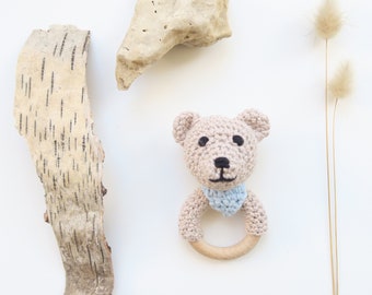Crochet Pattern - Teddy with Cloth - Teether & Rattle