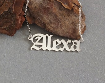 Old English Name Necklace Old English Letter Necklace Old English Font Name Necklace Custom Old English Name Necklace Gothic Name Necklace