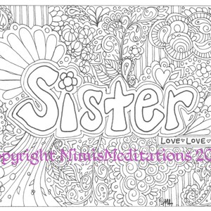 Adult Coloring Page &quot;Sister&quot;