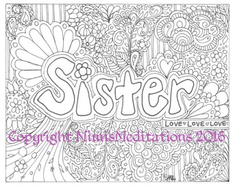 Adult Coloring Page "Sister"