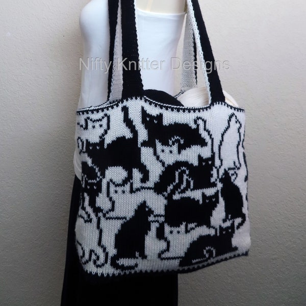 Cute Cat Bag Knitting Pattern - Herding Cats Bag [ENGLISH ONLY, PDF Download]