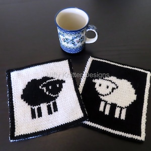 Cute Sheep Potholder Knitting Pattern - Counting Sheep Potholder [ENGLISH ONLY]
